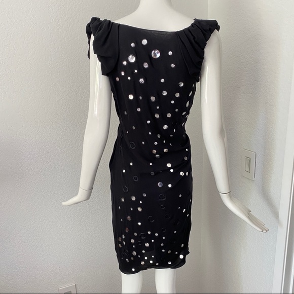 emanuel ungaro black sequin silk drape dress - Picture 7 of 10